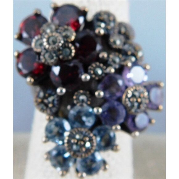 7/788 Sterling Silver Ring Multi Gemstones Size 7.5 - Picture 1 of 4